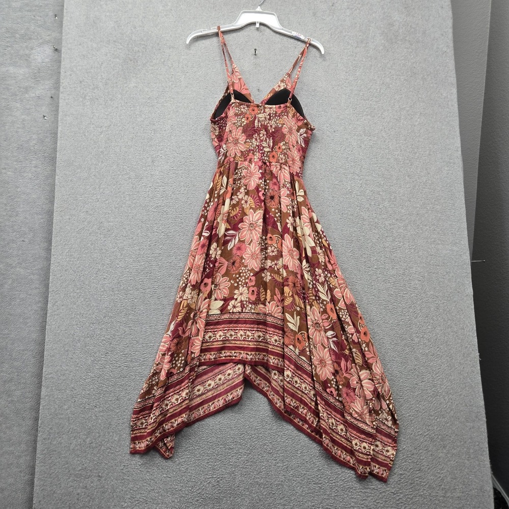 ANGIE Women Dress L Brown Floral Maxi Boho Cottagecore Sleeveless Lined - Picture 8 of 10